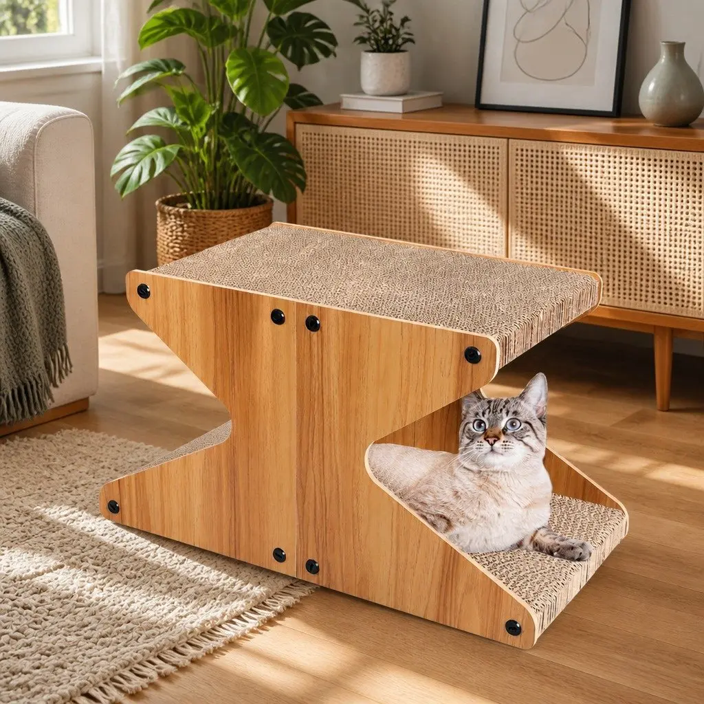 Cat Scratching Board Brown 50cm x 25cm Cardboard Claw Furniture Protector