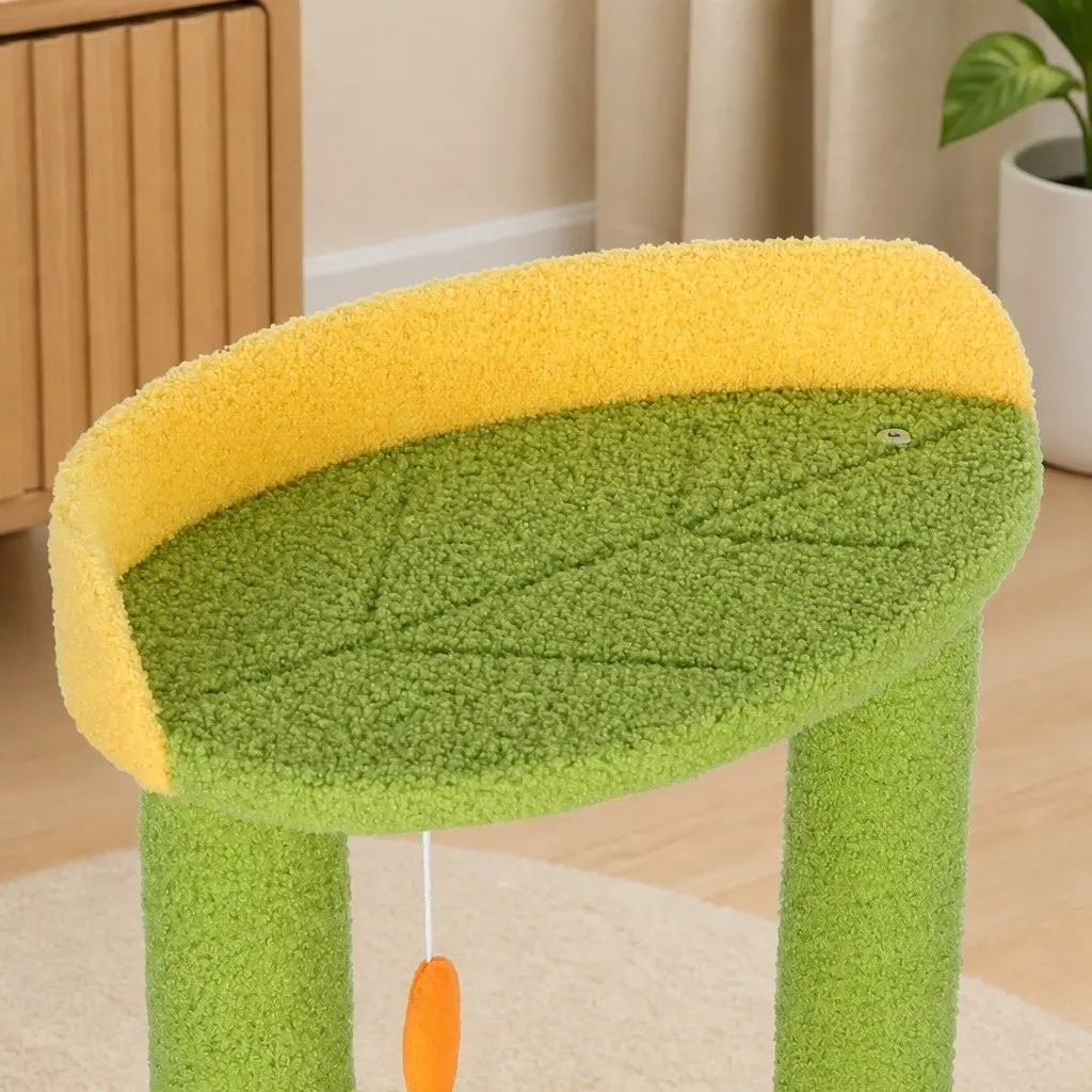 Cat Tree Green Multi-Level Scratching Climbing Tower Playhouse