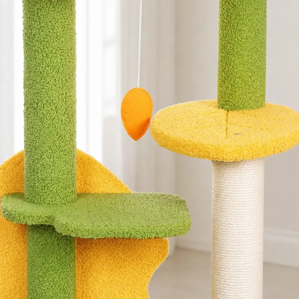 Cat Tree Green Multi-Level Scratching Climbing Tower Playhouse