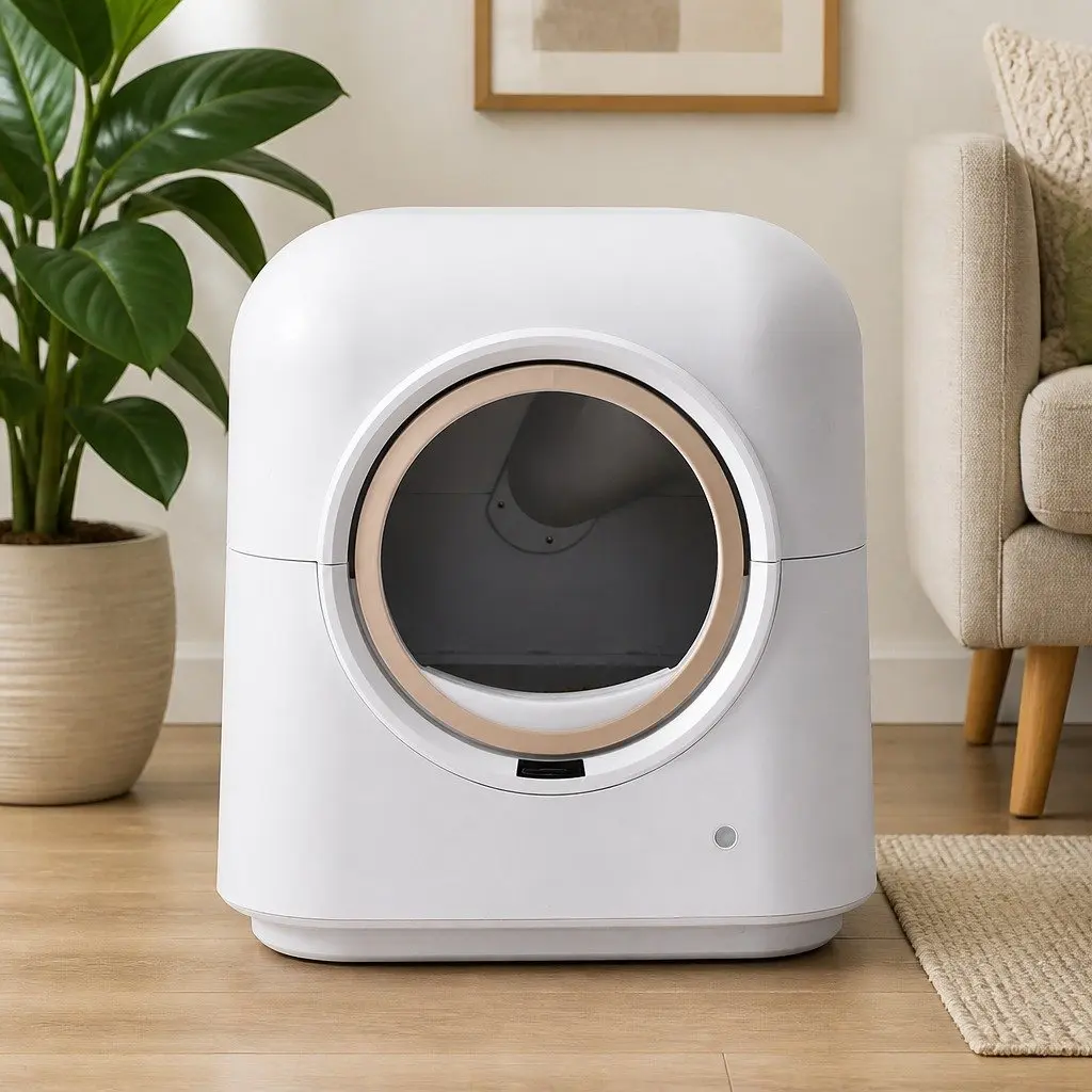 Automatic Cat Litter Box White 54.5cm Self-Cleaning with App Control Wi-Fi Enabled
