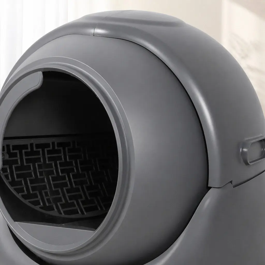 Self Cleaning Cat Litter Box Grey Low Entry APP Control Automatic Rolling Sifting 8L Waste Storage