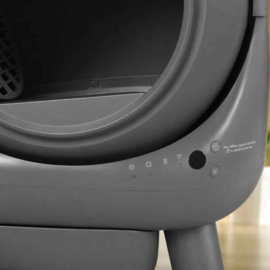 Self Cleaning Cat Litter Box Grey Low Entry APP Control Automatic Rolling Sifting 8L Waste Storage