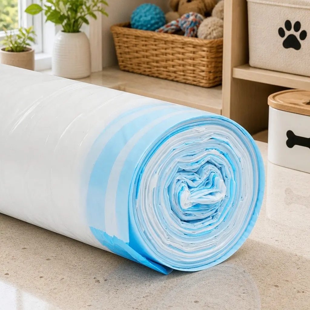 Waste Bags White 6 Rolls Easy Tear Off Disposable Pet Litter Box Garbage Bags