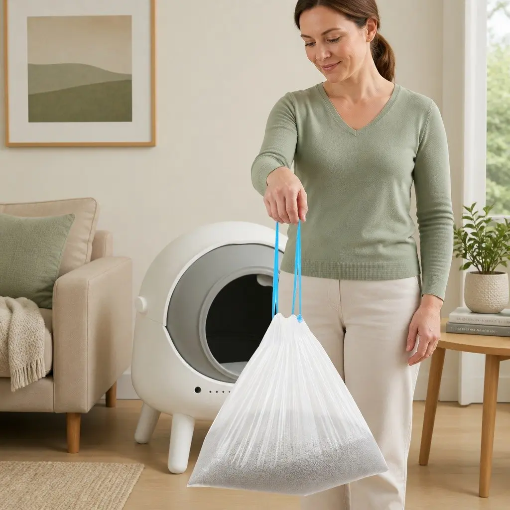Waste Bags White 6 Rolls Easy Tear Off Disposable Pet Litter Box Garbage Bags