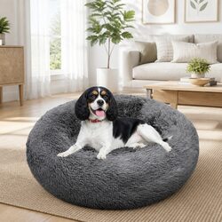Compact and Cozy Dark Grey Pet Bed for Cats and Dogs