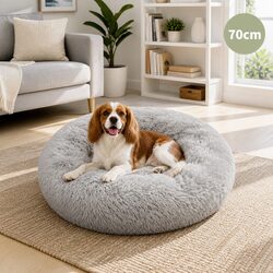 Light Grey Round Dog Bed M 70cm: Your Pet's Cozy Nest