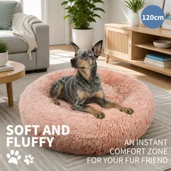Concise Comfort: XXL Plush Pink Dog Bed