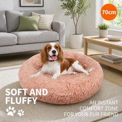 Compact and Comfortable Round Dog Bed in Pink