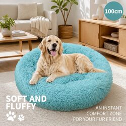 Concise Round Dog Bed 100cm in Green – Cozy & Safe
