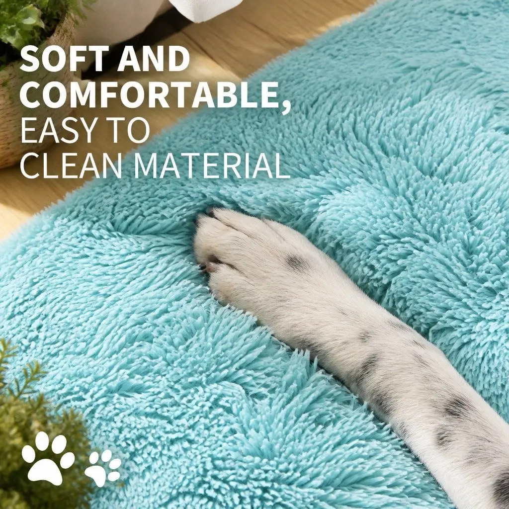 Dog Bed Teal 120cm Plush Warm Nest Comfy Sleep Kennel Cushion