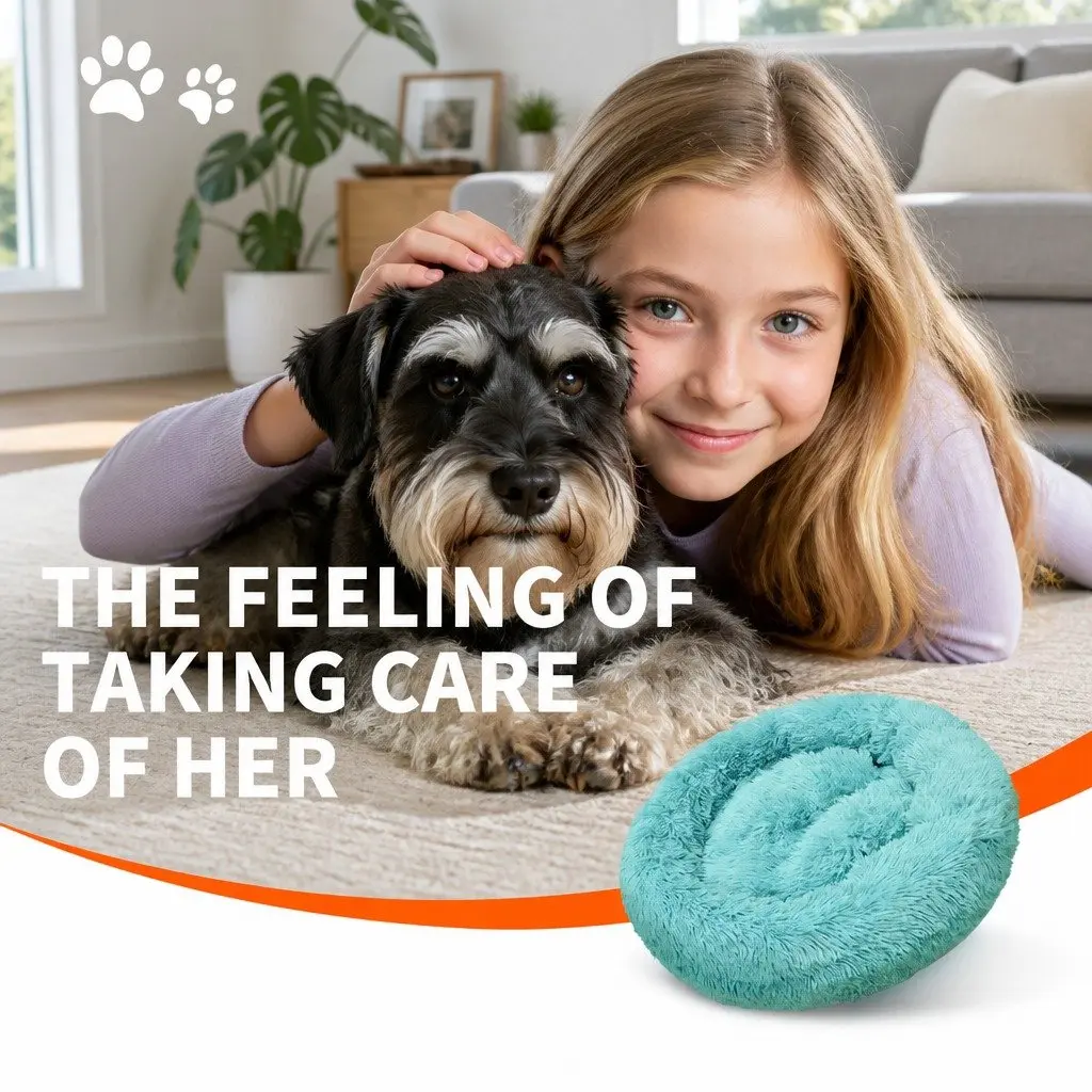Dog Bed Teal 120cm Plush Warm Nest Comfy Sleep Kennel Cushion