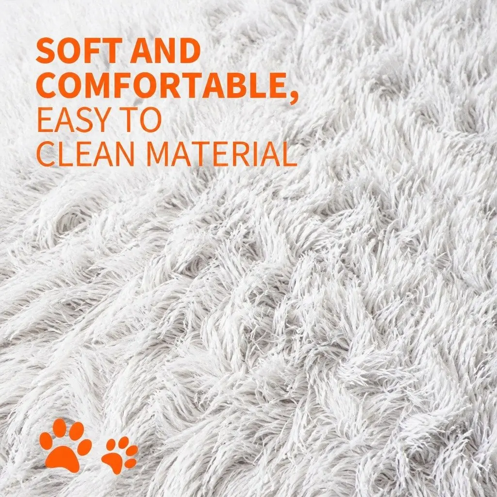 Pet Bed Grey L Soft Plush Washable Non-Slip Bottom