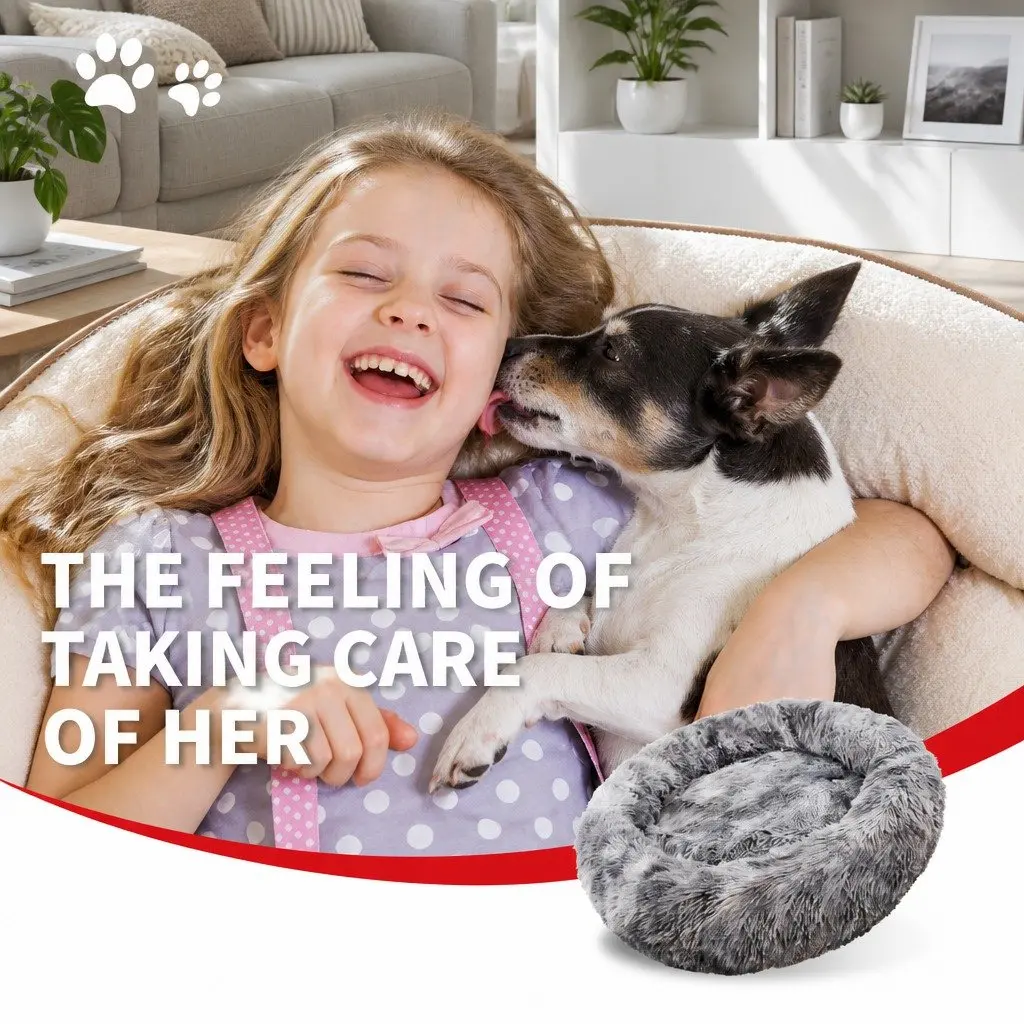 Pet Bed Dark Grey 120cm Soft Plush Removable Washable