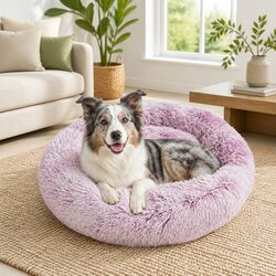 Round Plush Pet Bed for Dogs and Cats - 120cm Size
