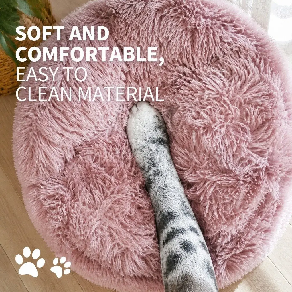 Pet Bed Purple Round 100cm Comfy Sleeping Cave Non-toxic Plush for Dogs Cats