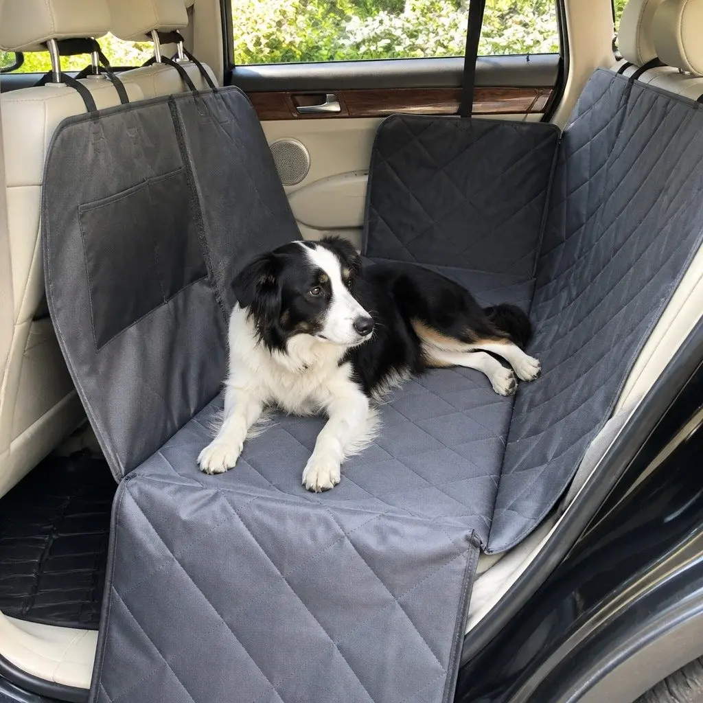 Pet Seat Cover Black 137x147cm Waterproof Anti Slip Hammock Protector Mat