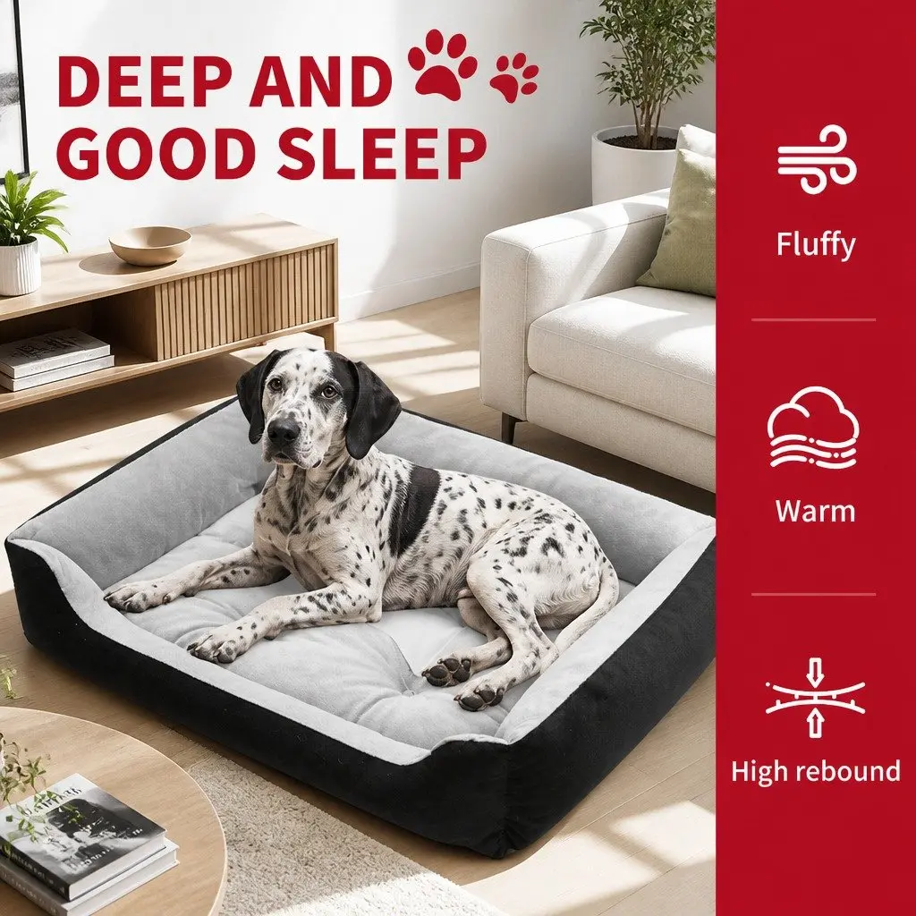 Pet Bed Black Medium Large Warm Soft Washable Portable Mat