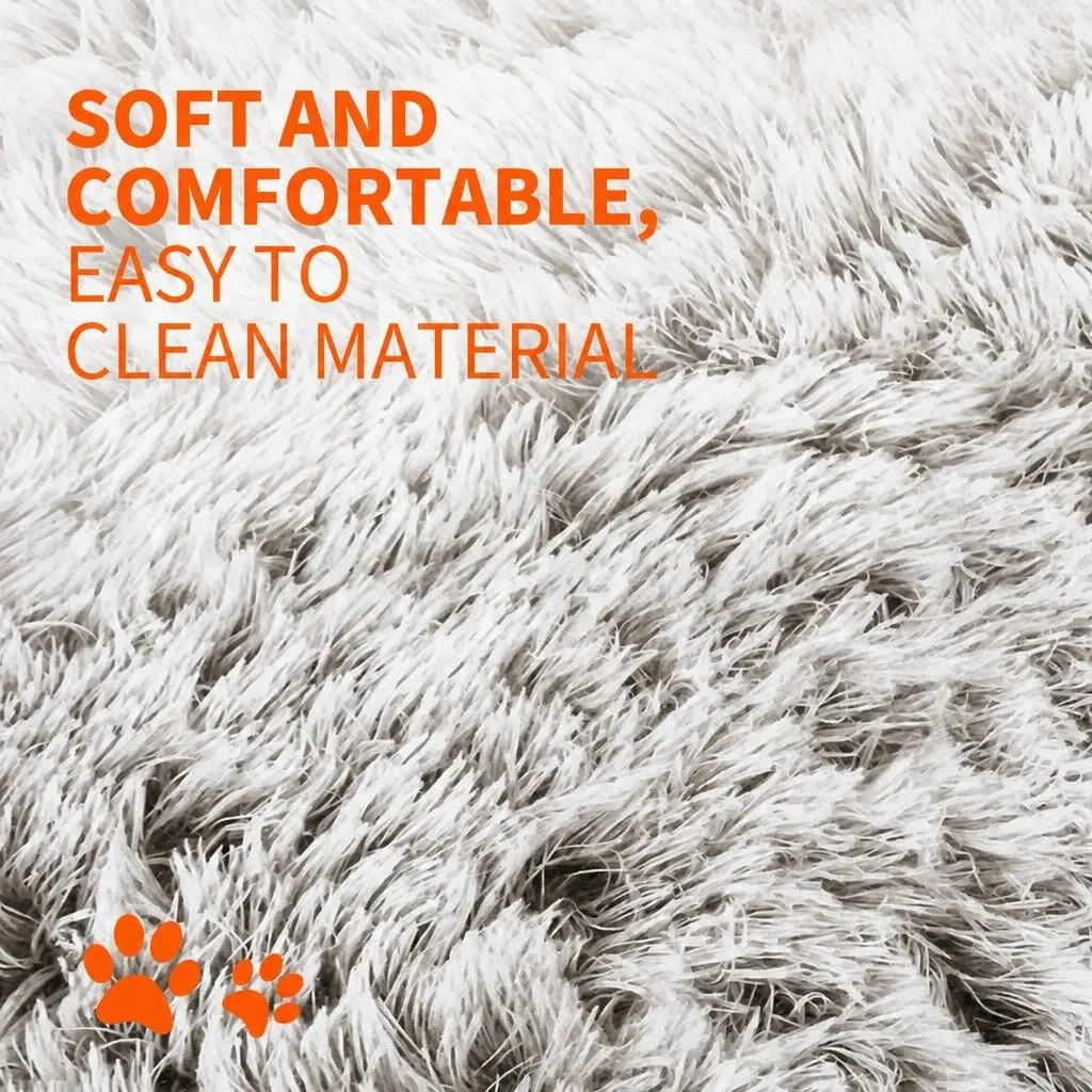 XL Dog Sofa Bed Gradient Brown Plush Mat Calming Cushion with Removable Bolster Non-Slip Waterproof Fabric Bottom