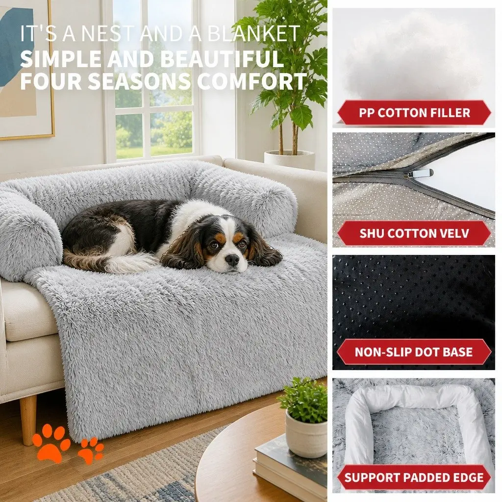 Pet Sofa Bed Gradient Grey Large Waterproof Non-Slip Cover Protector