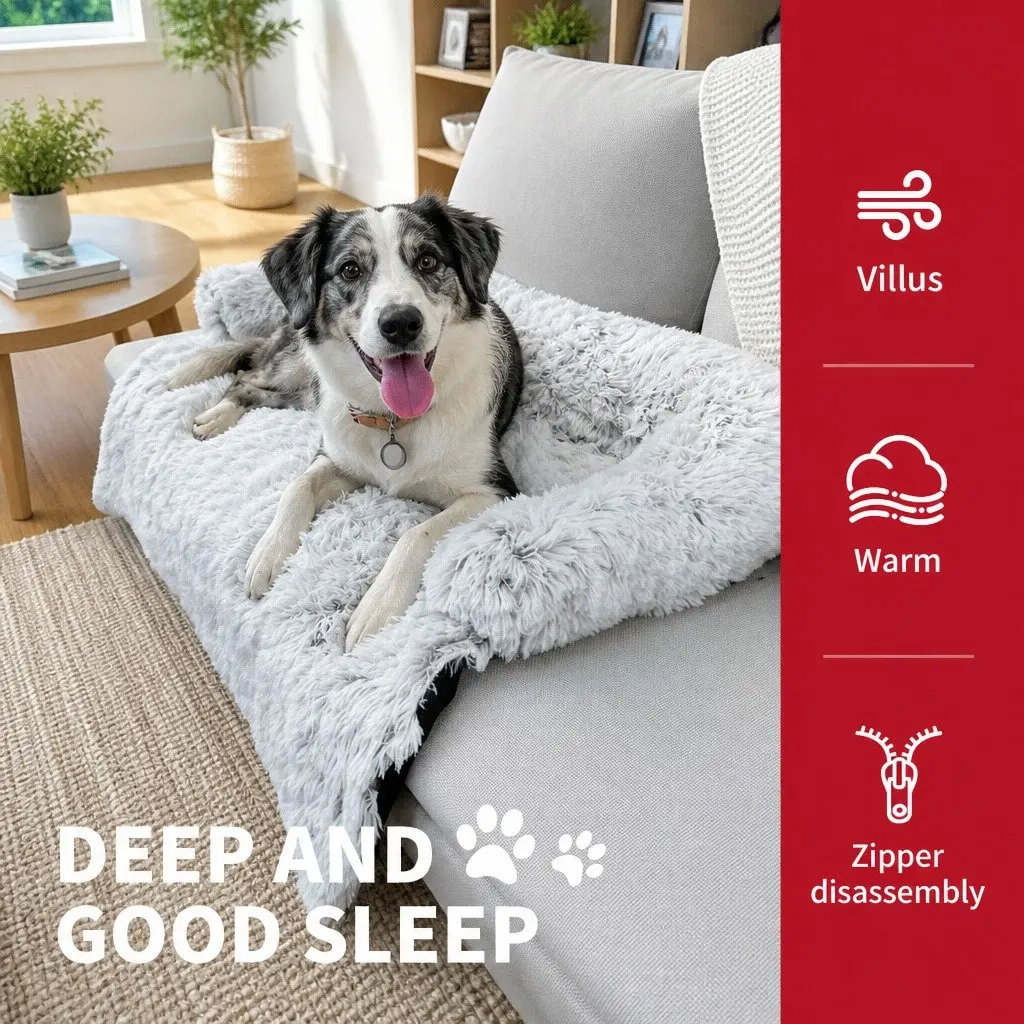 Pet Sofa Bed Gradient Grey M Calming Waterproof Cover Protector Slipcover