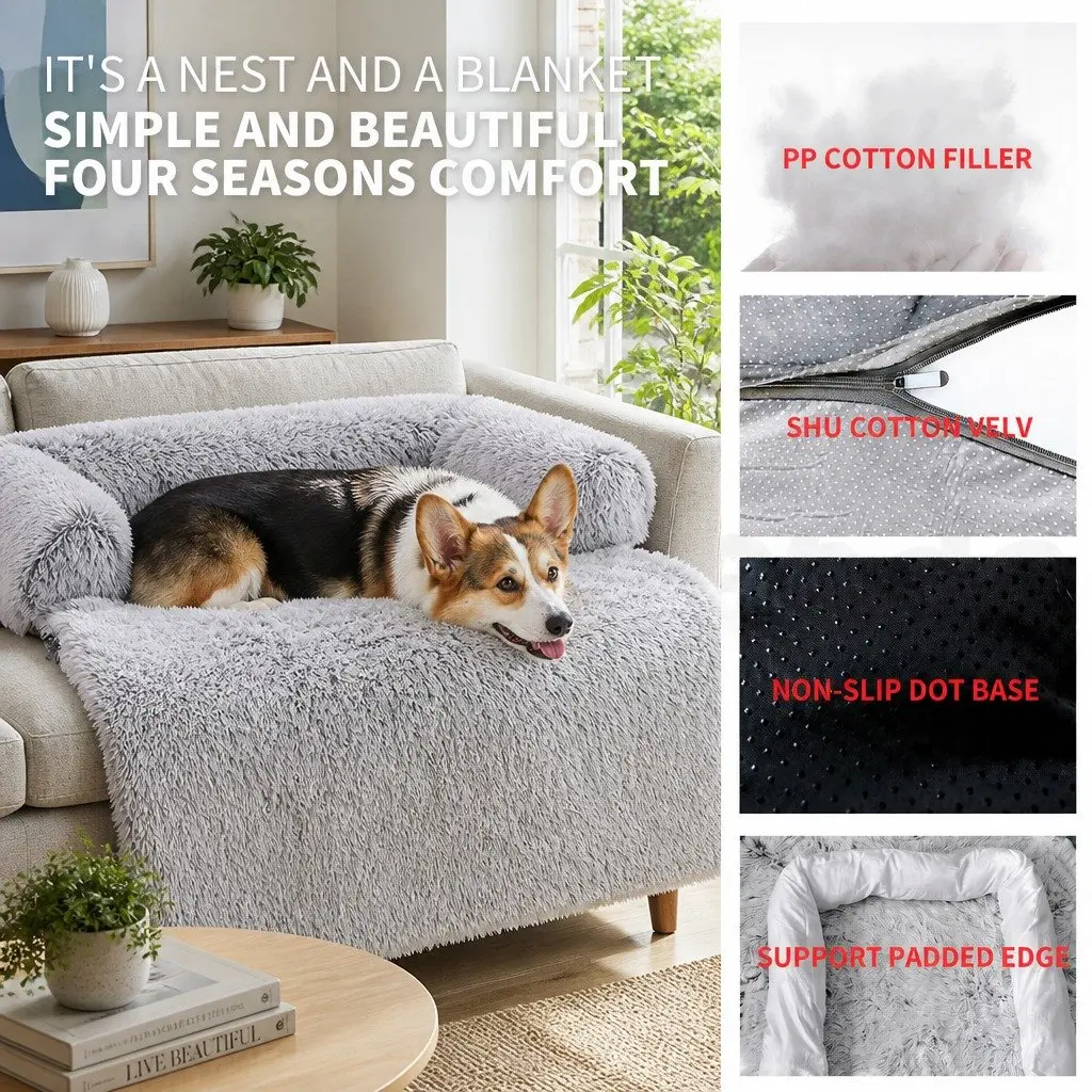 Pet Sofa Bed Gradient Grey M Calming Waterproof Cover Protector Slipcover
