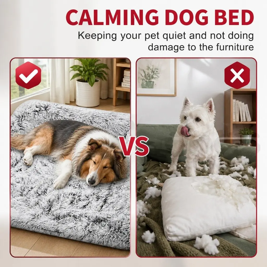 Pet Sofa Bed Gradient Grey Small Calming Waterproof Non-Slip Cover with Removable Bolster for Dogs and Cats