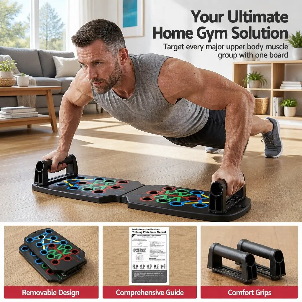 Push Up Board Black Portable Multi Function Home Gym Equipment