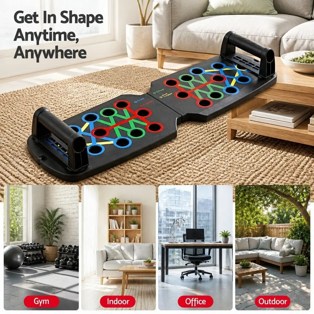 Push Up Board Black Portable Multi Function Home Gym Equipment