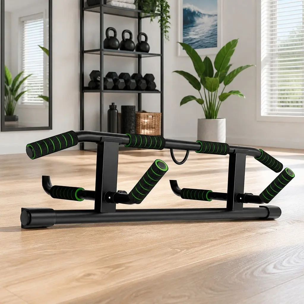 Doorway Pull Up Bar Black 101cm Multi-Grip Home Gym Exercise