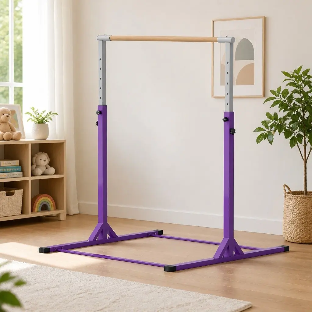 Kids Gymnastics Bar Pull Up Station Adjustable Height Indoor Outdoor Training