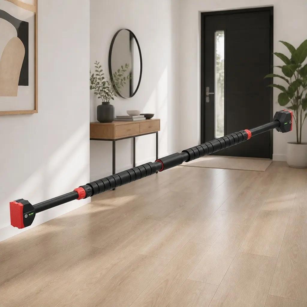 Pull Up Bar Black 90-125cm Telescopic Adjustable for Home Fitness Training