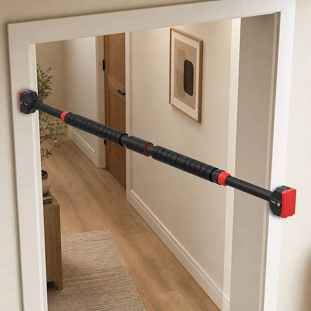 Pull Up Bar Black 90-125cm Telescopic Adjustable for Home Fitness Training