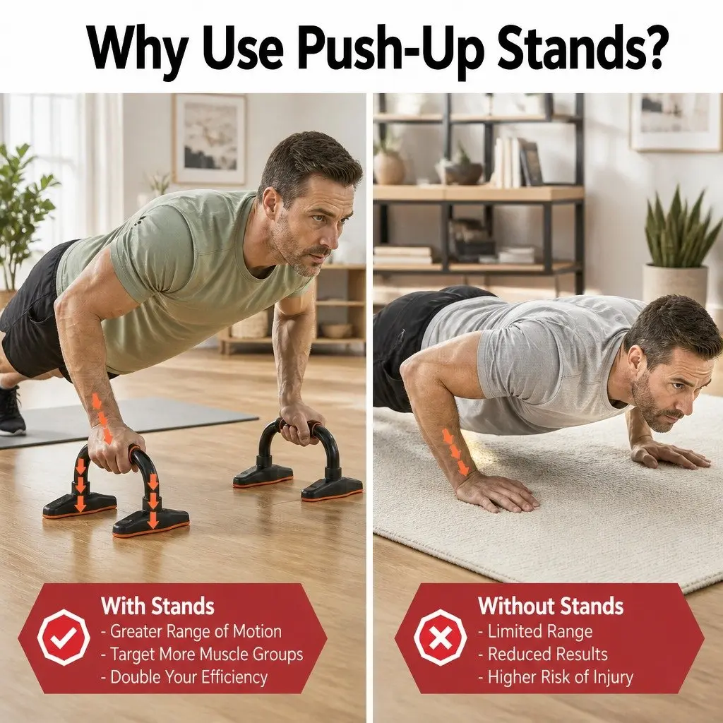 Push Up Bars Orange and Black Ergonomic Handles Non-Slip Base Home Gym Fitness Strength Training Exercise