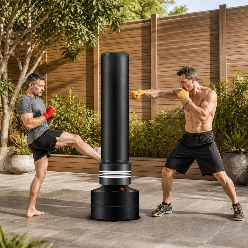 Free Standing Boxing Punching Bag Black 170cm 2-Zone Kicking Heavy Duty Martial Arts