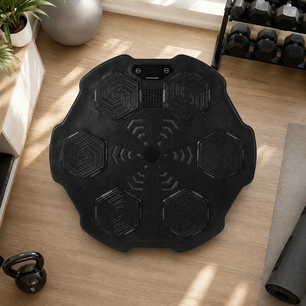 Electronic Music Punching Box Black Wall Mount Home Gym Fitness Training Machine with Bluetooth Connectivity and 8 Adjustable Speed Settings