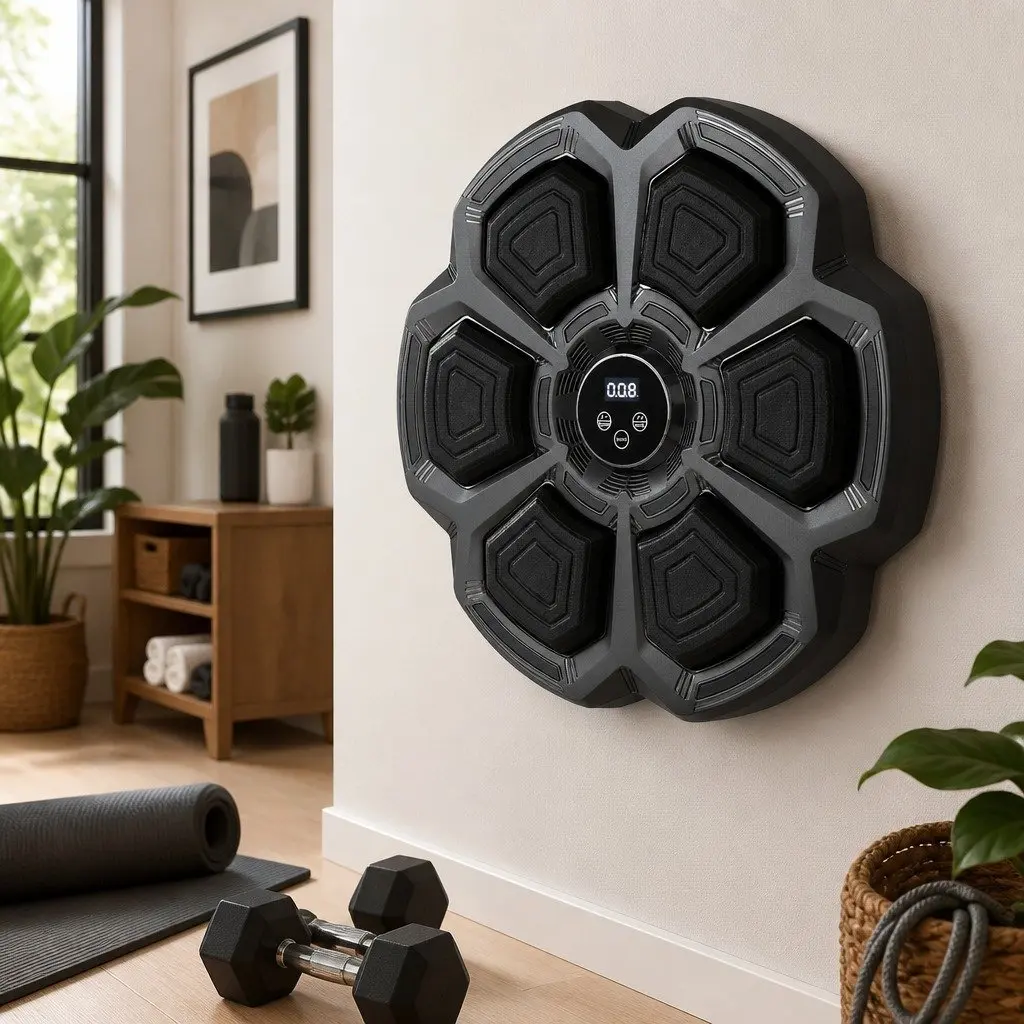 Electronic Punching Box Black Wall Mounted 9 Speed Modes Bluetooth Home Fitness