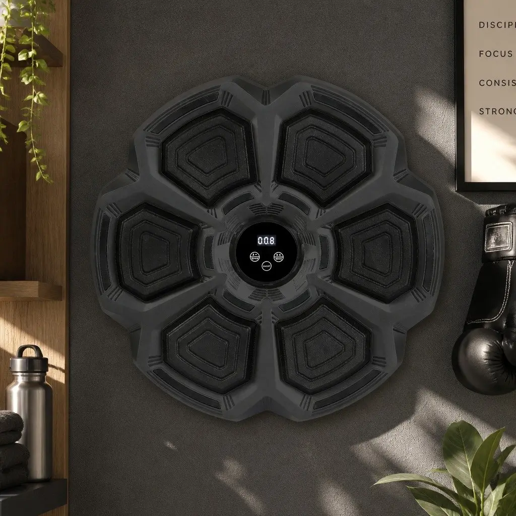 Electronic Punching Box Black Wall Mounted 9 Speed Modes Bluetooth Home Fitness