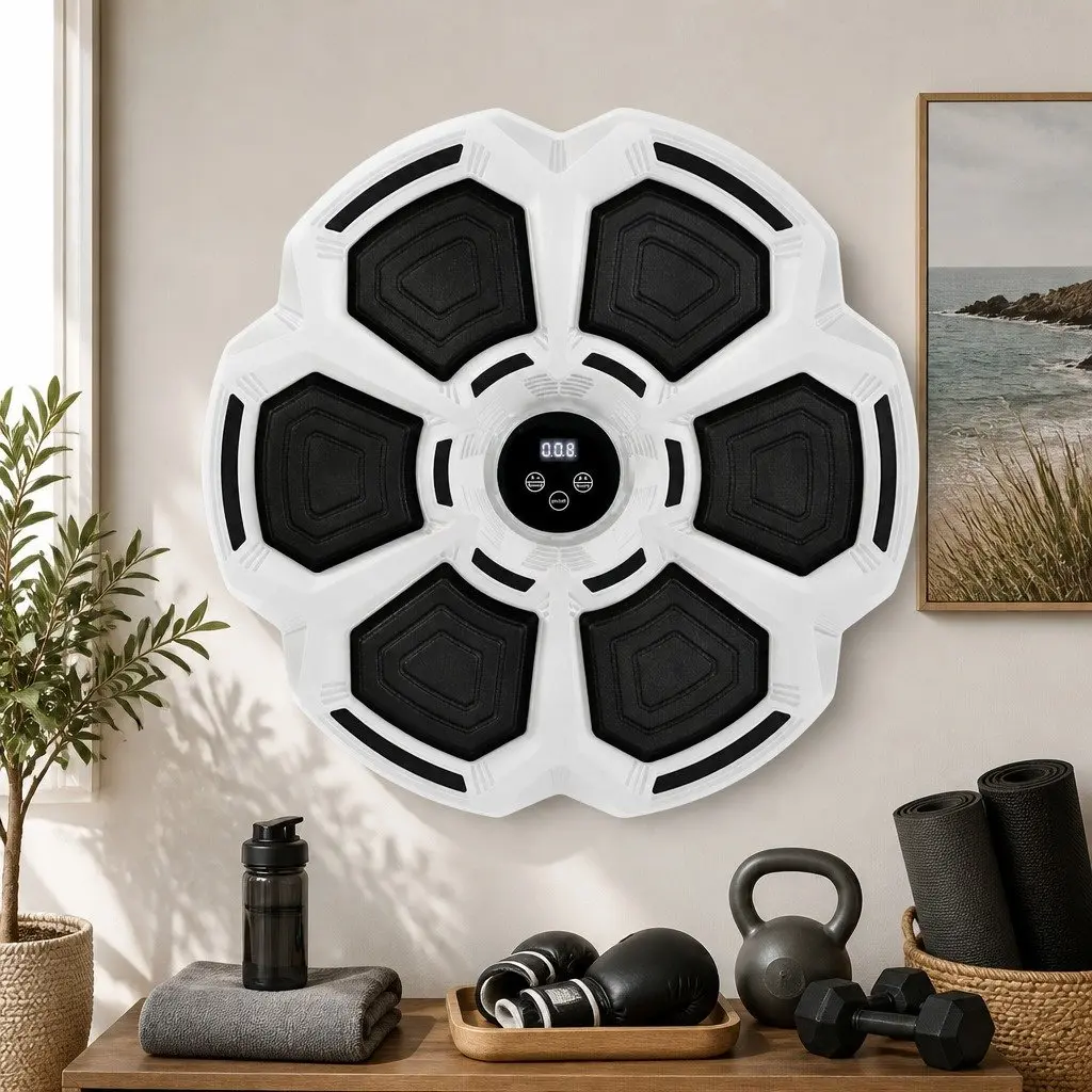 Electronic Punching Box Grey Wall Mounted 9 Speeds Bluetooth Home Workout Machine