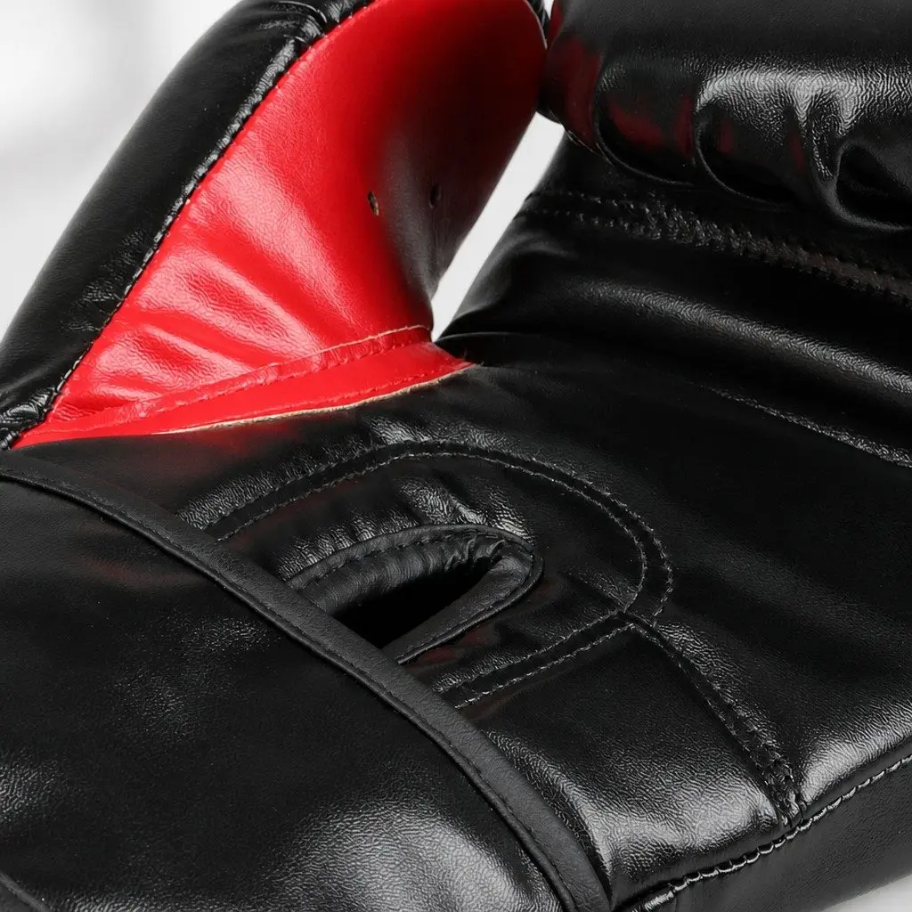 Boxing Gloves Black 8OZ PU Leather Training Mitts Sparring Punch Bag