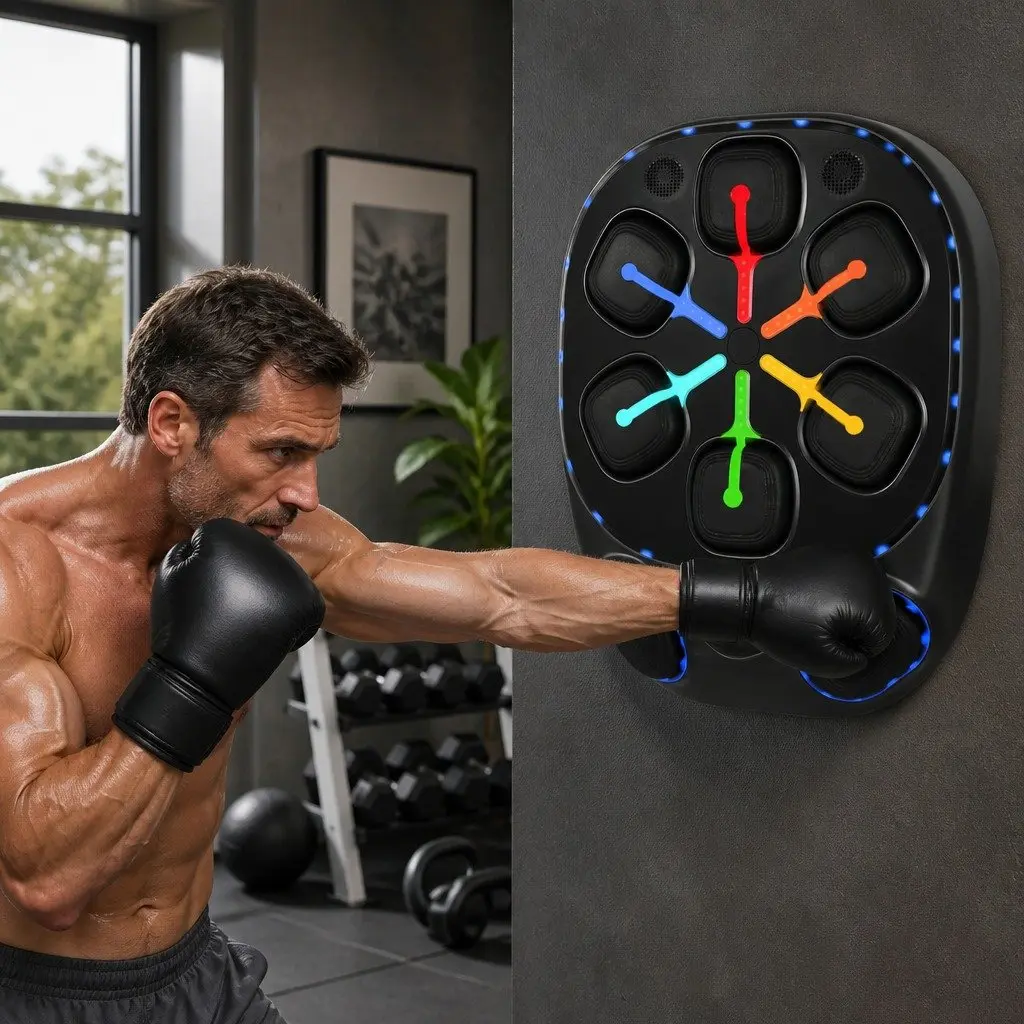 Music Boxing Machine Black 48cm x 61cm 10 Speed 9 Modes Smart Punching Bag Home Workout Training