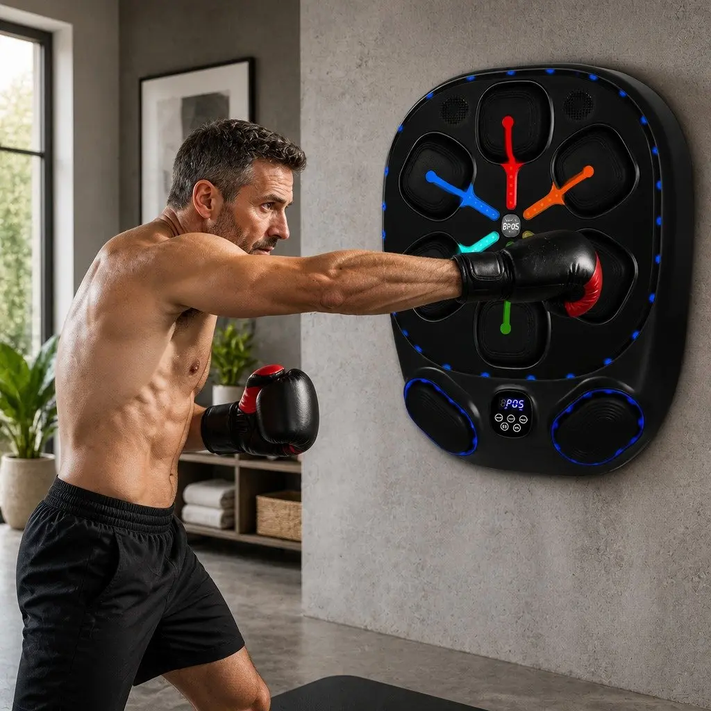 Music Boxing Machine Black 48cm x 61cm 10 Speed 9 Modes Smart Punching Bag Home Workout Training