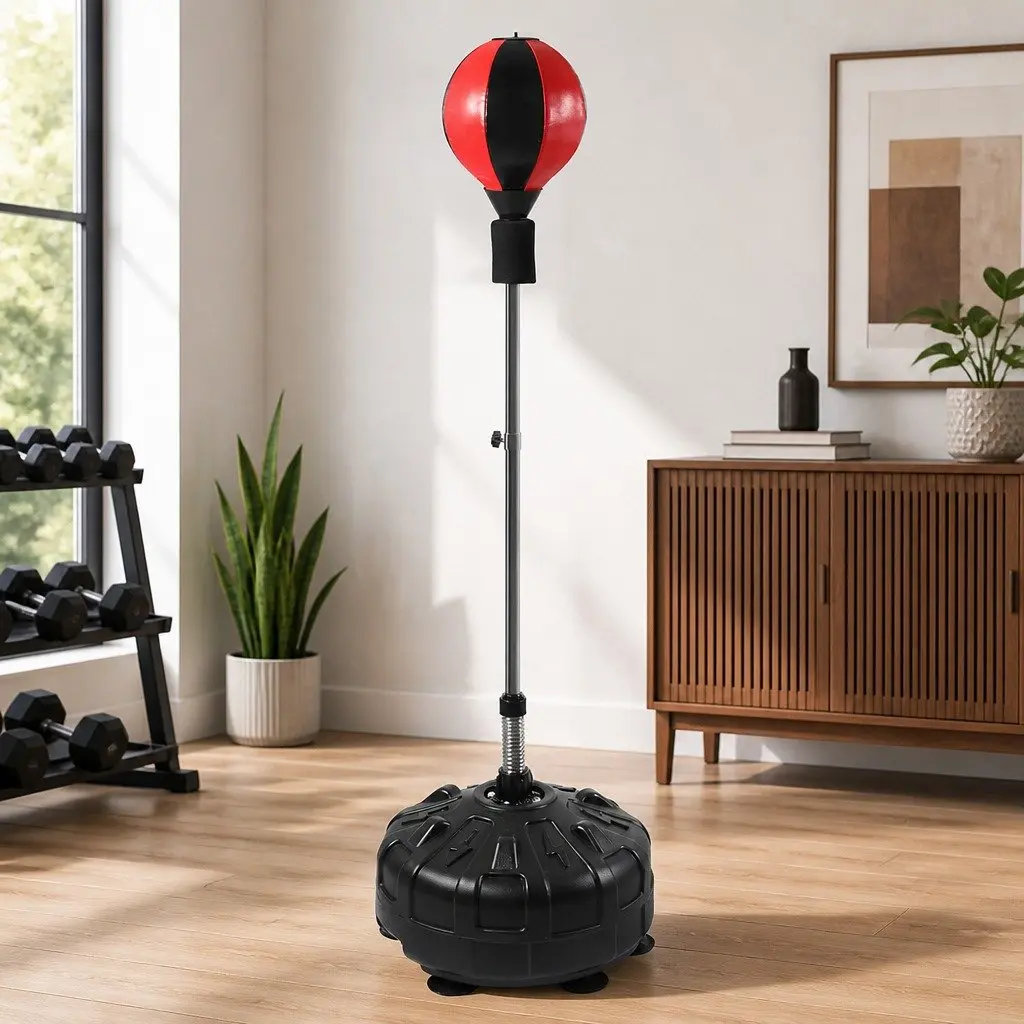 Speed Ball Punching Bag Black Adjustable Height Home Gym Fitness Training