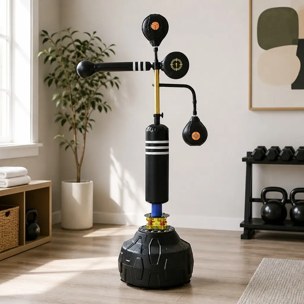 Boxing Speed Ball Free Standing Punching Bag Black Adjustable Height Reflex Training