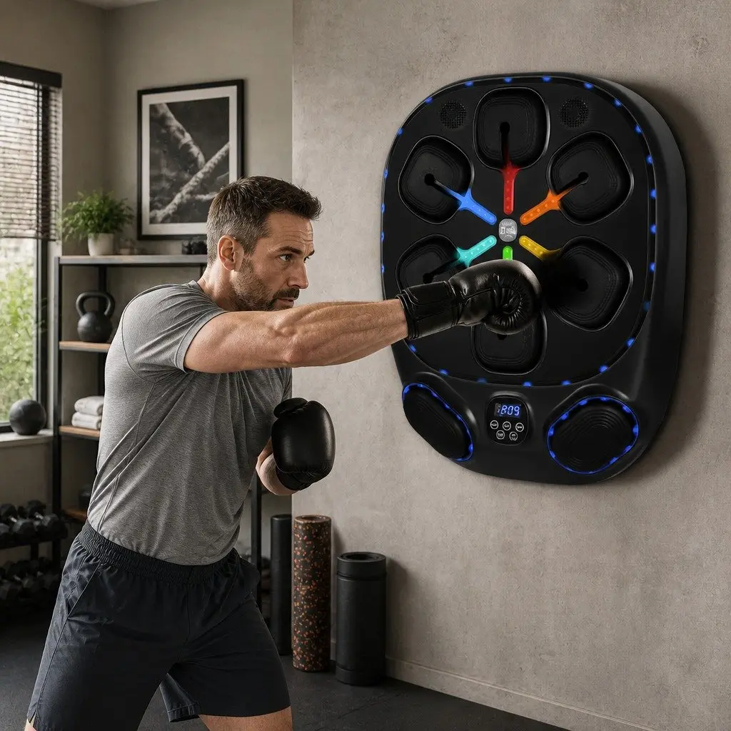 Music Boxing Machine Black Wall Mount Home Gym Training 10 Speed 9 Modes