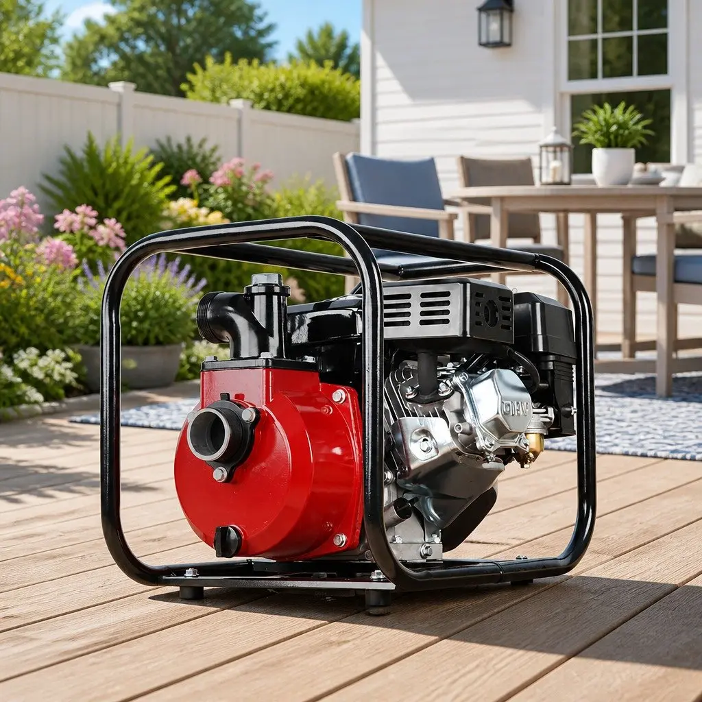 Petrol Water Pump Red 2 Inch 7HP High Flow 4-Stroke Engine for Garden Irrigation and Dewatering