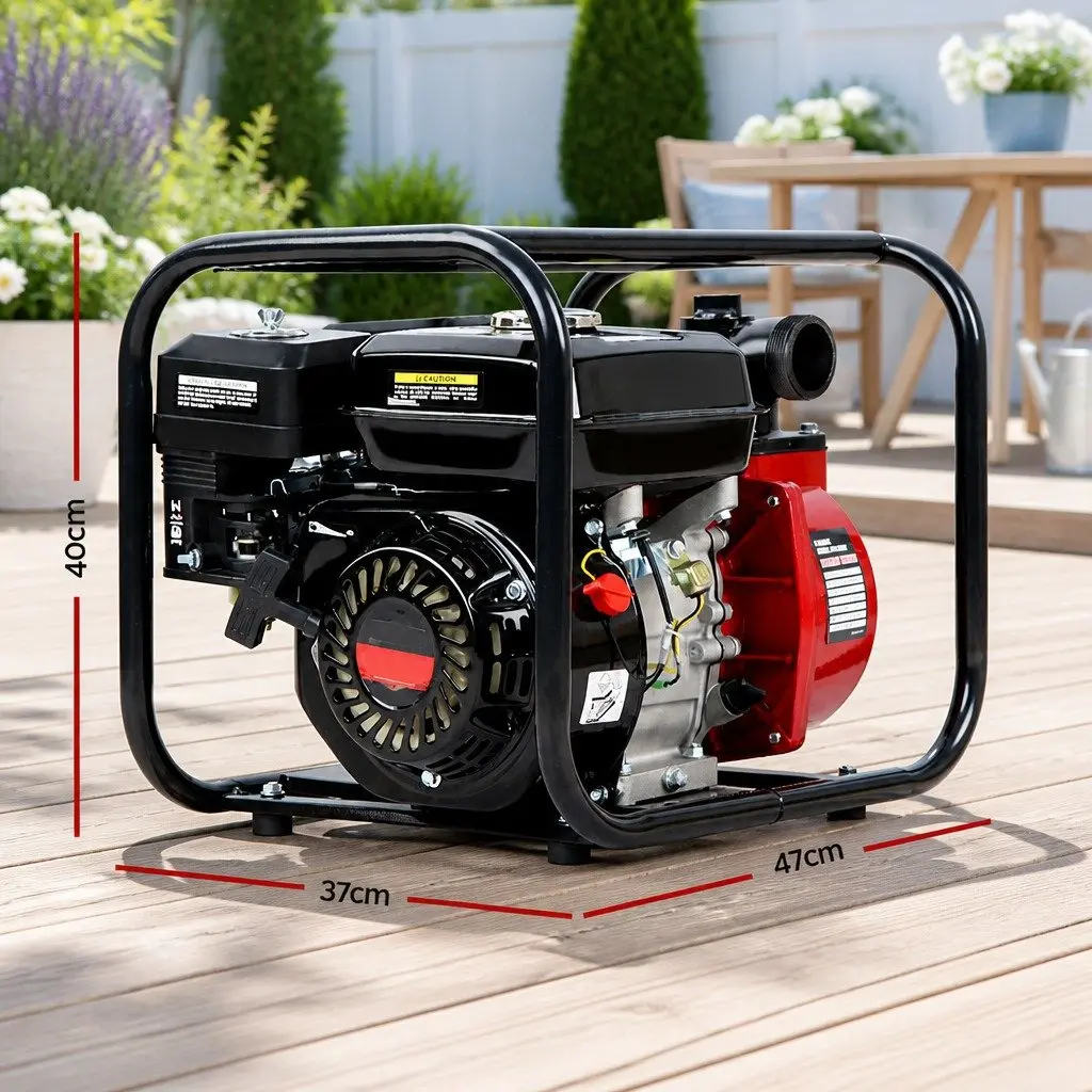 Petrol Water Pump Red 2 Inch 7HP High Flow 4-Stroke Engine for Garden Irrigation and Dewatering