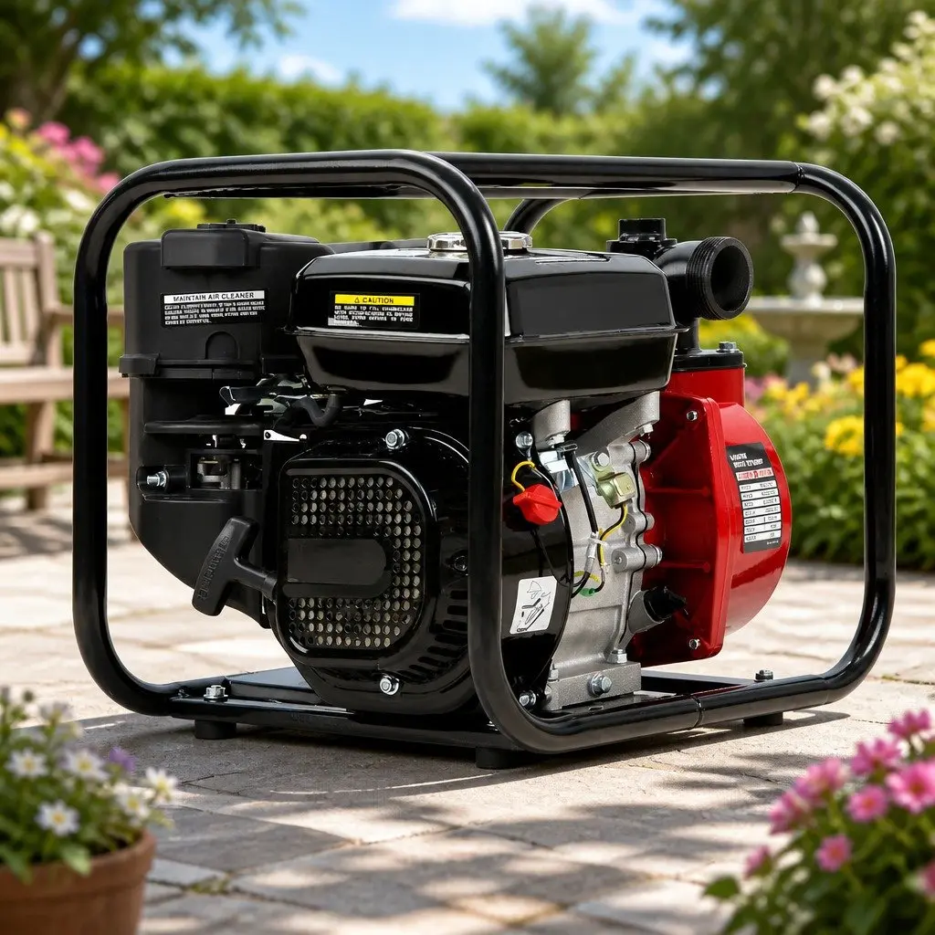 2 Inch Petrol Water Pump Black Red 7HP High Flow Transfer Irrigation Garden Farm Pond