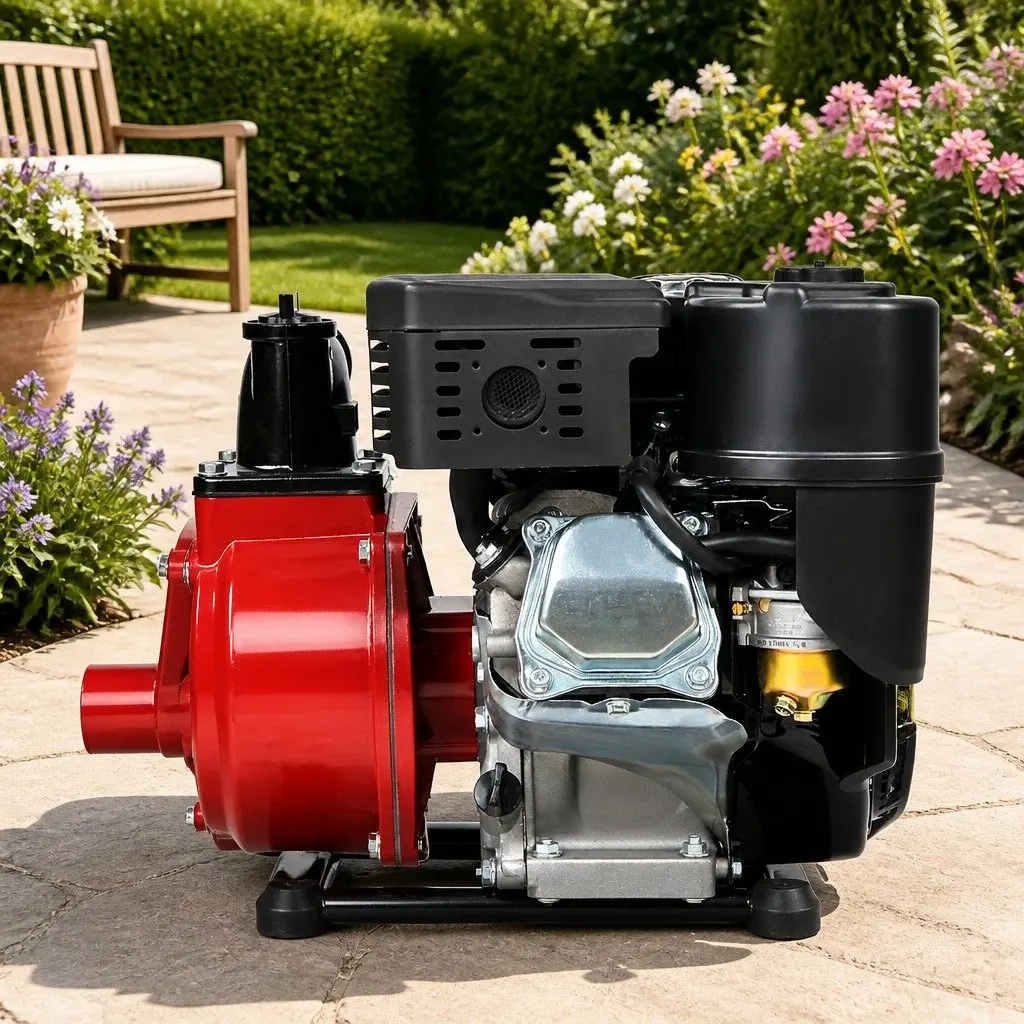2 Inch Petrol Water Pump Black Red 7HP High Flow Transfer Irrigation Garden Farm Pond