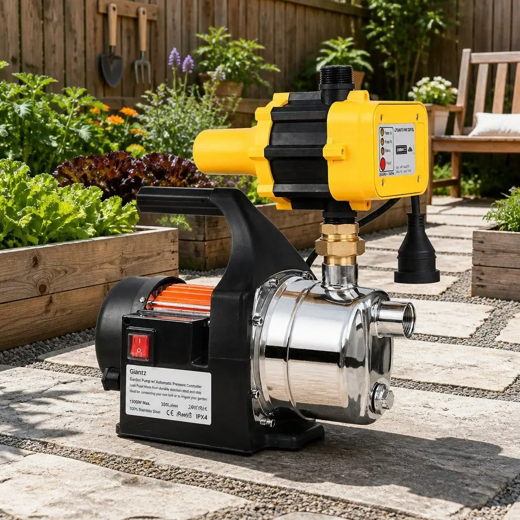 Irrigation Pump Yellow 1500W Automatic Pressure Controller High Pressure Garden Water Pump