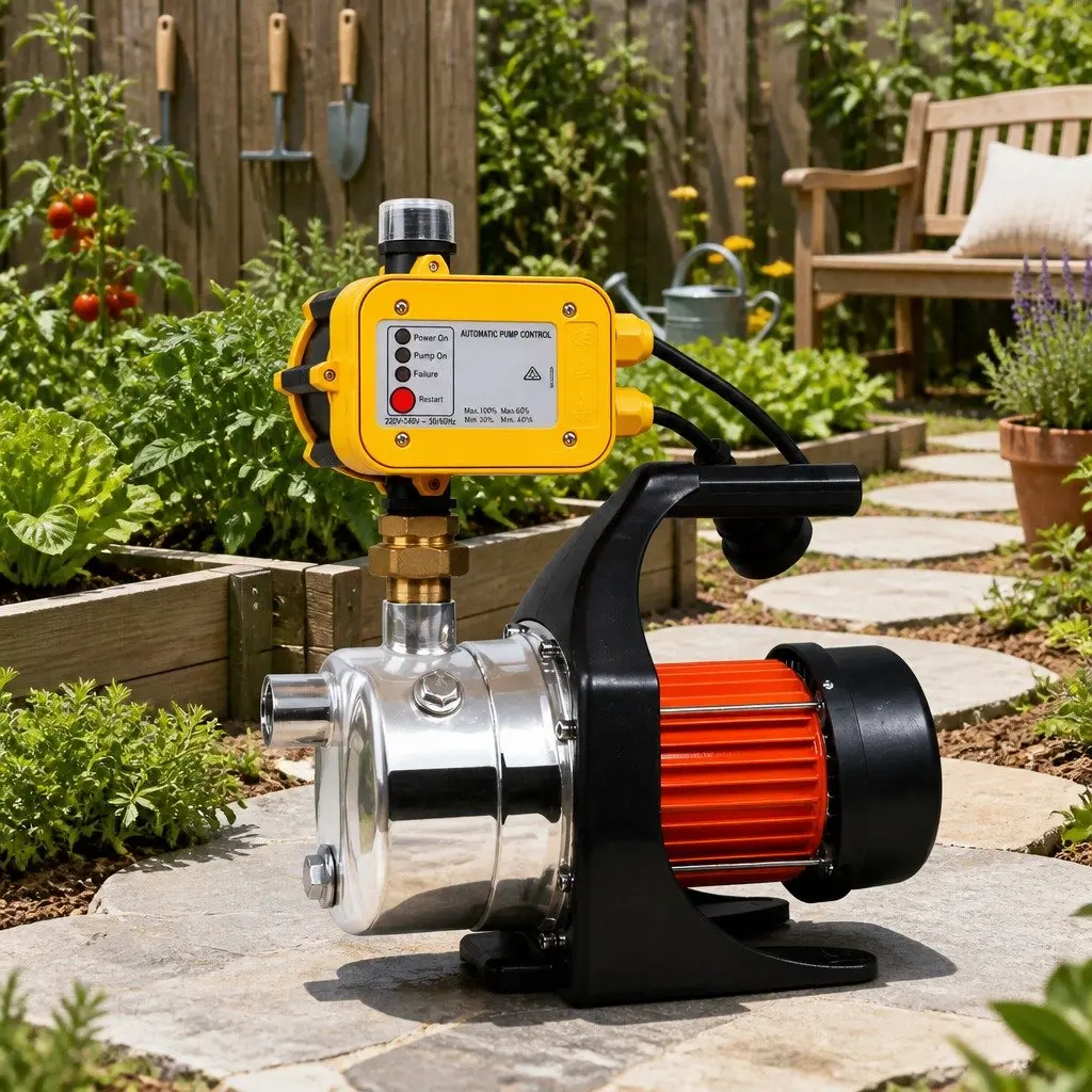 Irrigation Pump Yellow 1500W Automatic Pressure Controller High Pressure Garden Water Pump